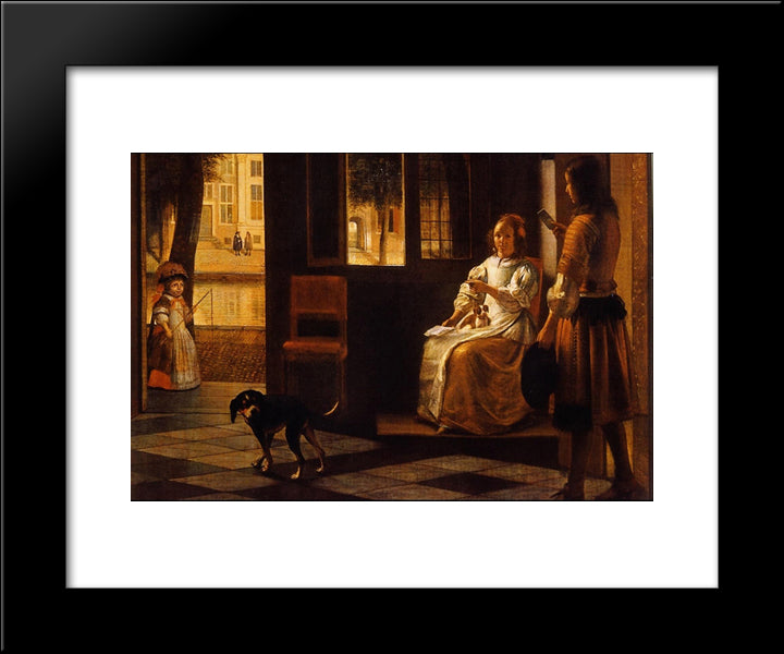 Interior 20x24 Black Modern Wood Framed Art Print Poster by Hooch, Pieter de