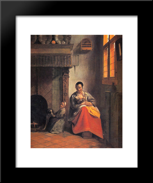 Nursing Mother 20x24 Black Modern Wood Framed Art Print Poster by Hooch, Pieter de