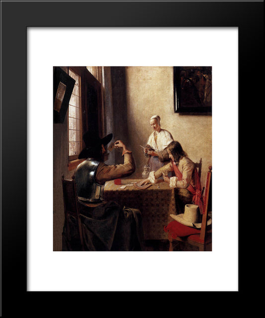 Soldiers Playing Cards 20x24 Black Modern Wood Framed Art Print Poster by Hooch, Pieter de