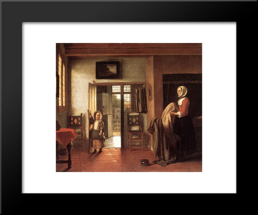 The Bedroom 20x24 Black Modern Wood Framed Art Print Poster by Hooch, Pieter de