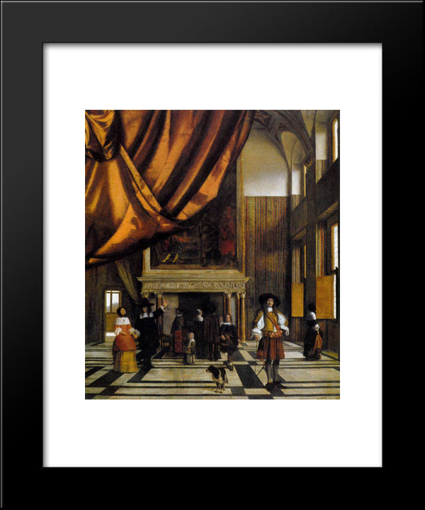 The Council Chamber Of The Burgermasters 20x24 Black Modern Wood Framed Art Print Poster by Hooch, Pieter de