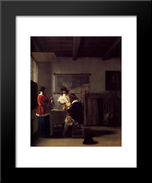 The Visit 20x24 Black Modern Wood Framed Art Print Poster by Hooch, Pieter de