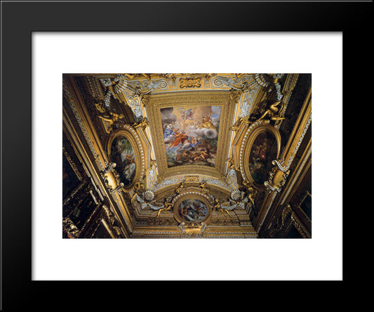 Ceiling Fresco In The Hall Of Saturn 20x24 Black Modern Wood Framed Art Print Poster by Cortona, Pietro da