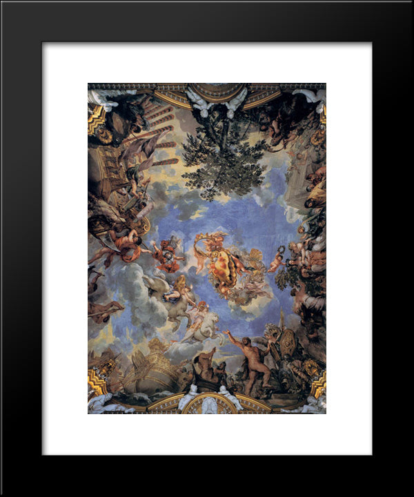 Ceiling Fresco With Medici Coat Of Arms 20x24 Black Modern Wood Framed Art Print Poster by Cortona, Pietro da