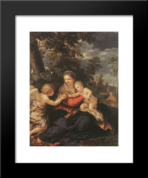 Holy Family Resting On The Flight To Egypt 20x24 Black Modern Wood Framed Art Print Poster by Cortona, Pietro da