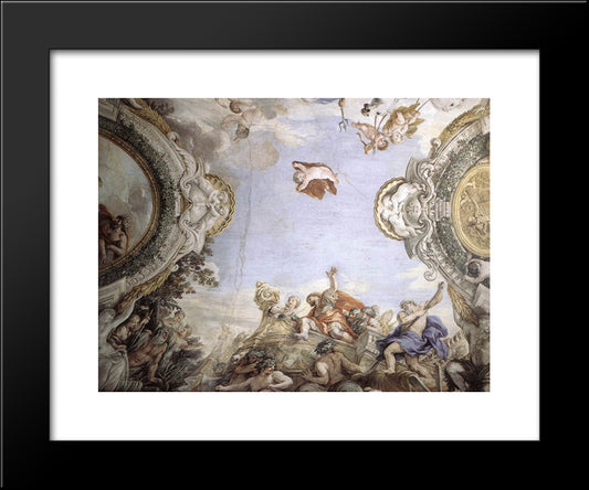 Landing Of The Trojans At The Mouth Of Tiberis 20x24 Black Modern Wood Framed Art Print Poster by Cortona, Pietro da