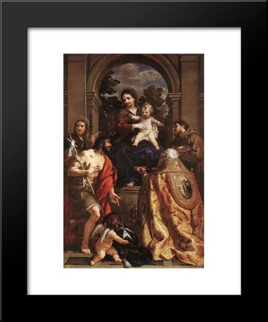 Madonna And Saints 20x24 Black Modern Wood Framed Art Print Poster by Cortona, Pietro da