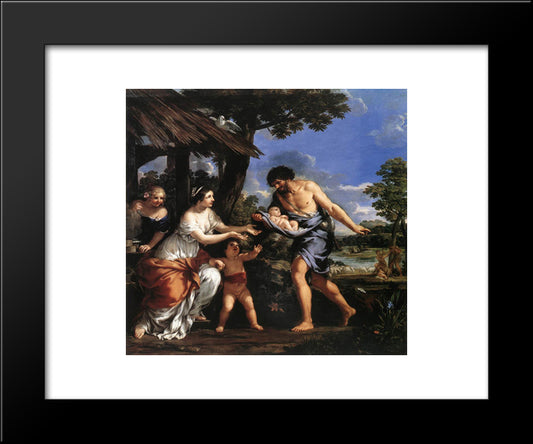 Romulus And Remus Given Shelter By Faustulus 20x24 Black Modern Wood Framed Art Print Poster by Cortona, Pietro da