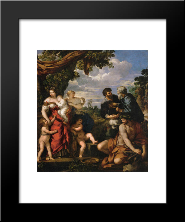 The Alliance Of Jacob And Laban 20x24 Black Modern Wood Framed Art Print Poster by Cortona, Pietro da