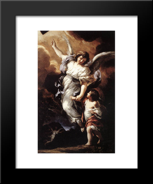 The Guardian Angel 20x24 Black Modern Wood Framed Art Print Poster by Cortona, Pietro da