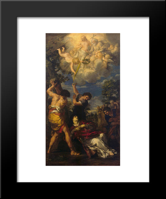 The Martyrdom Of Saint Stephen 20x24 Black Modern Wood Framed Art Print Poster by Cortona, Pietro da