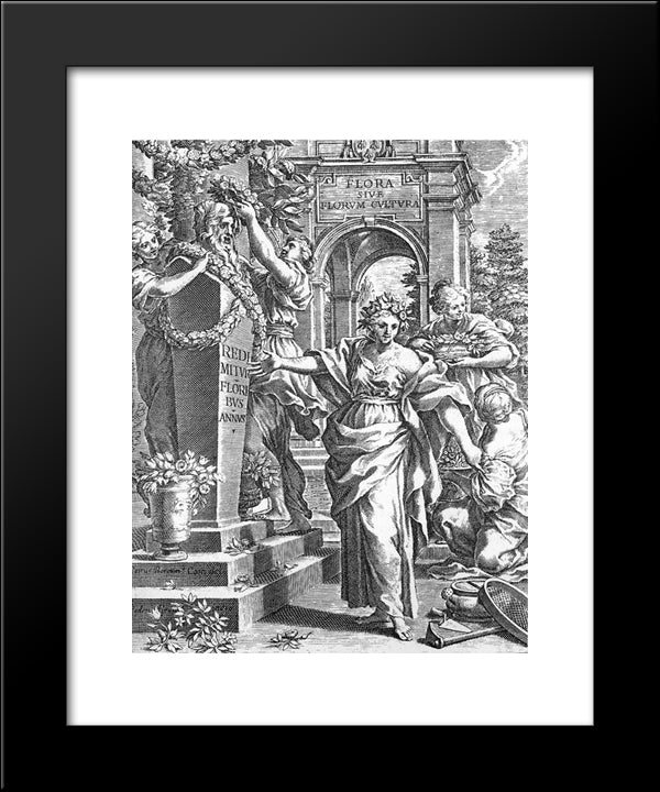 Title Page From The Flora 20x24 Black Modern Wood Framed Art Print Poster by Cortona, Pietro da