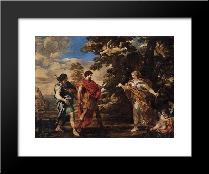 Venus Appearing To Aeneas As A Huntress 20x24 Black Modern Wood Framed Art Print Poster by Cortona, Pietro da