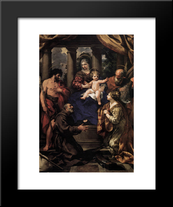 Virgin And Child With Saints 20x24 Black Modern Wood Framed Art Print Poster by Cortona, Pietro da
