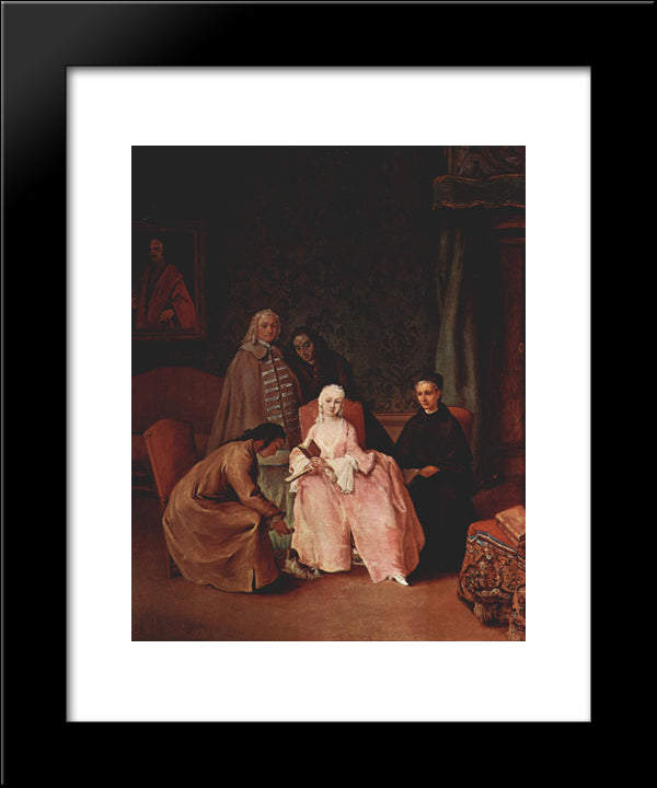 A Visit To A Lady 20x24 Black Modern Wood Framed Art Print Poster by Longhi, Pietro