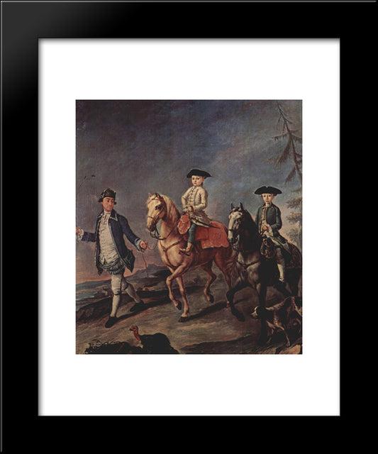 A Walk On Horseback 20x24 Black Modern Wood Framed Art Print Poster by Longhi, Pietro