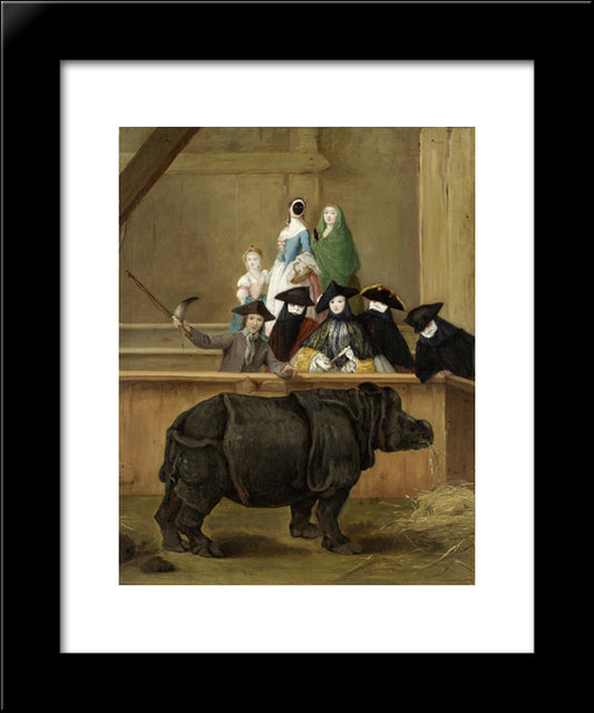 Clara The Rhinoceros 20x24 Black Modern Wood Framed Art Print Poster by Longhi, Pietro