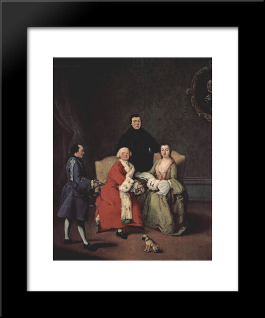 Conversation In The Family 20x24 Black Modern Wood Framed Art Print Poster by Longhi, Pietro