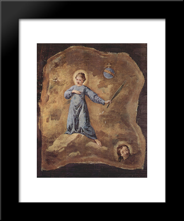 Fresco In San Pantalon In Venice, Scene Holy Martyr, Fragment 20x24 Black Modern Wood Framed Art Print Poster by Longhi, Pietro