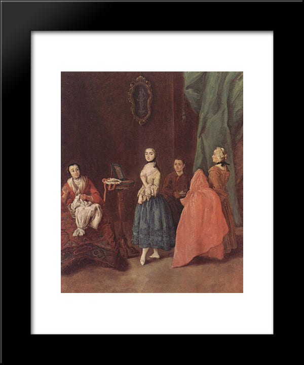 Lady At The Dressmaker 20x24 Black Modern Wood Framed Art Print Poster by Longhi, Pietro