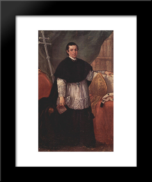 Portrait Of Bishop Benedetto Ganassoni 20x24 Black Modern Wood Framed Art Print Poster by Longhi, Pietro