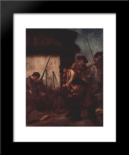 Preparing The Guns 20x24 Black Modern Wood Framed Art Print Poster by Longhi, Pietro