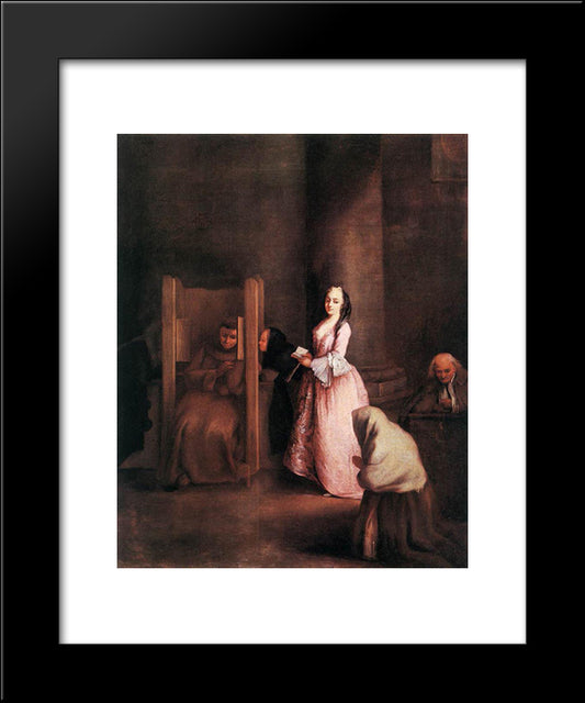 The Confession 20x24 Black Modern Wood Framed Art Print Poster by Longhi, Pietro