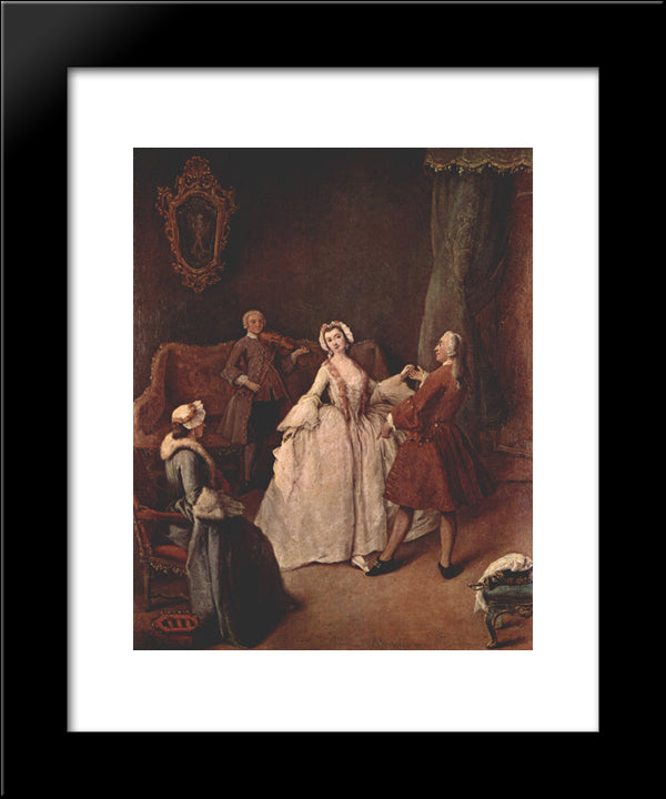 The Dancing Lesson 20x24 Black Modern Wood Framed Art Print Poster by Longhi, Pietro