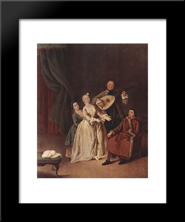 The Family Concert 20x24 Black Modern Wood Framed Art Print Poster by Longhi, Pietro