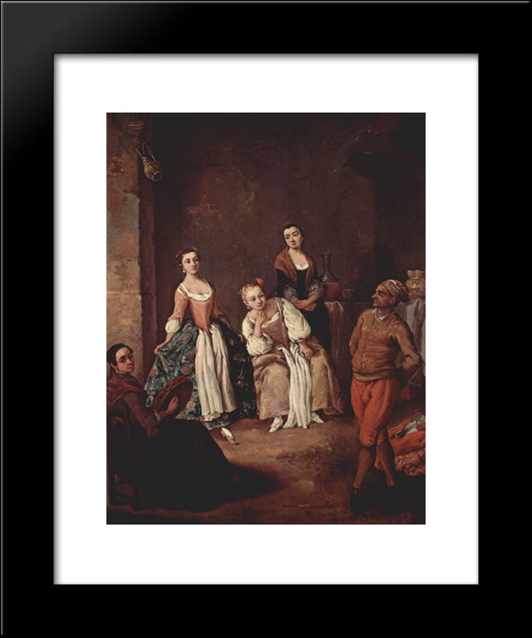 The Furlana (Venetian Dance) 20x24 Black Modern Wood Framed Art Print Poster by Longhi, Pietro