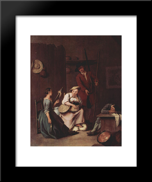 The Hunters And The Farmers 20x24 Black Modern Wood Framed Art Print Poster by Longhi, Pietro