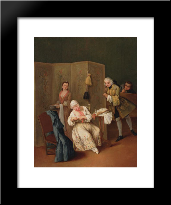 The Indiscreet Gentleman 20x24 Black Modern Wood Framed Art Print Poster by Longhi, Pietro