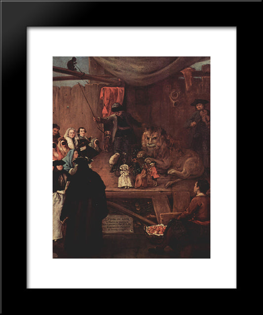 The Lion'S Cage 20x24 Black Modern Wood Framed Art Print Poster by Longhi, Pietro