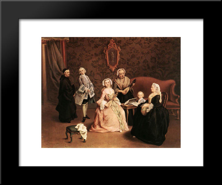 The Little Concert 20x24 Black Modern Wood Framed Art Print Poster by Longhi, Pietro