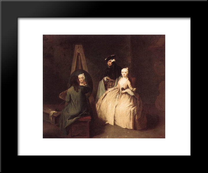 The Painter In His Studio 20x24 Black Modern Wood Framed Art Print Poster by Longhi, Pietro