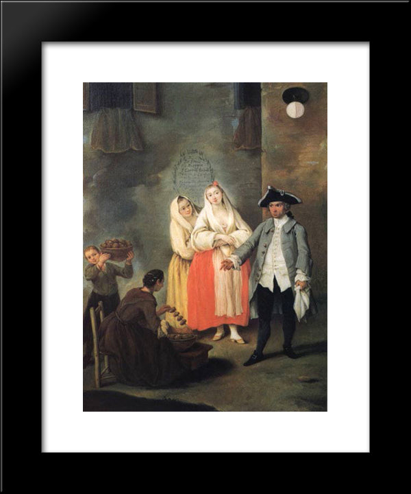 The Seller Of Fritters 20x24 Black Modern Wood Framed Art Print Poster by Longhi, Pietro