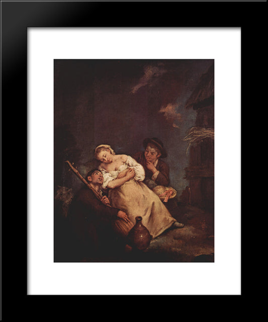 The Sleeping Woman 20x24 Black Modern Wood Framed Art Print Poster by Longhi, Pietro