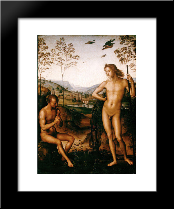 Apollo And Marsyas 20x24 Black Modern Wood Framed Art Print Poster by Perugino, Pietro