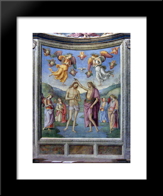 Baptism Of Jesus 20x24 Black Modern Wood Framed Art Print Poster by Perugino, Pietro