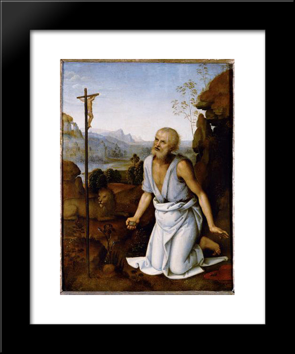 Bender St .Jerome 20x24 Black Modern Wood Framed Art Print Poster by Perugino, Pietro