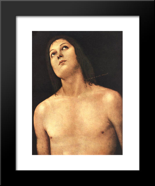 Bust Of St. Sebastian 20x24 Black Modern Wood Framed Art Print Poster by Perugino, Pietro