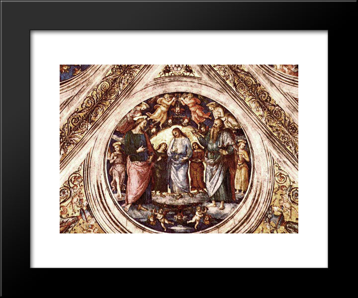 Christ Between The Baptist And The Satan Disguised As An Old Man 20x24 Black Modern Wood Framed Art Print Poster by Perugino, Pietro