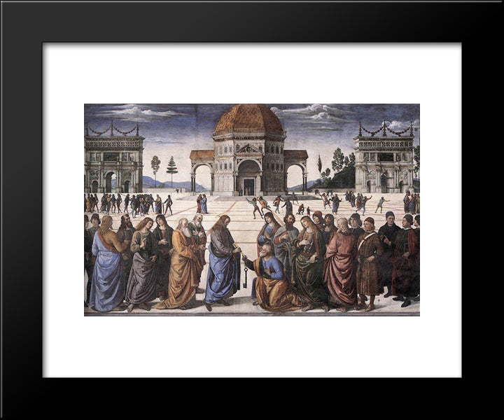 Christ Handing The Keys To St. Peter  20x24 Black Modern Wood Framed Art Print Poster by Perugino, Pietro