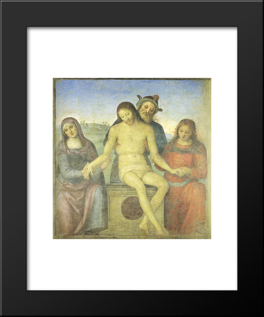 Christ In Pieta 20x24 Black Modern Wood Framed Art Print Poster by Perugino, Pietro