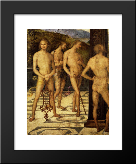 Four Naked 20x24 Black Modern Wood Framed Art Print Poster by Perugino, Pietro