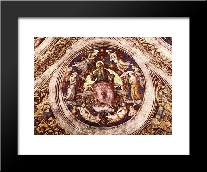 God The Creator And Angels 20x24 Black Modern Wood Framed Art Print Poster by Perugino, Pietro