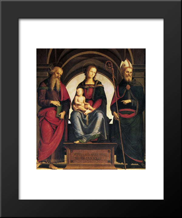 Lady In Throne With Child Between The Saints And John Augustine 20x24 Black Modern Wood Framed Art Print Poster by Perugino, Pietro