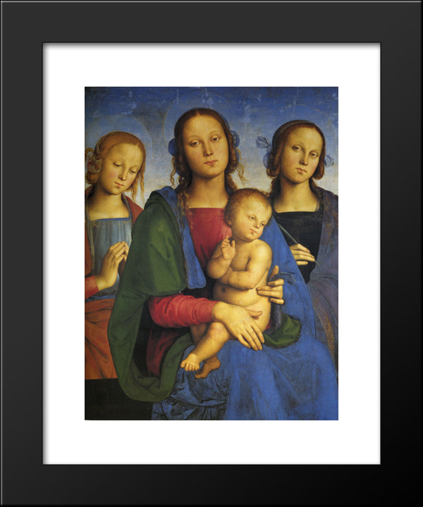 Madonna And Child With St. Catherine And St. Rosa 20x24 Black Modern Wood Framed Art Print Poster by Perugino, Pietro