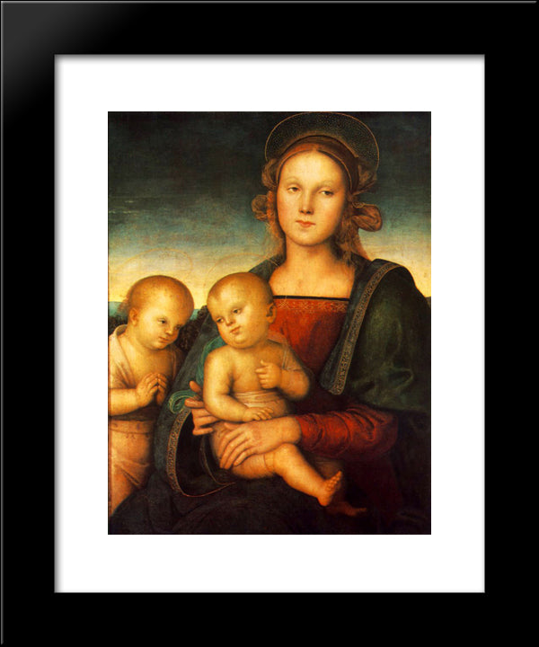 Madonna With Child And Little St. John 20x24 Black Modern Wood Framed Art Print Poster by Perugino, Pietro