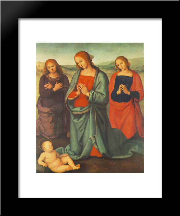 Madonna With Saints Adoring The Child 20x24 Black Modern Wood Framed Art Print Poster by Perugino, Pietro